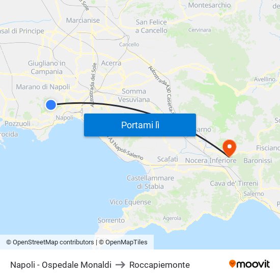 Napoli - Ospedale Monaldi to Roccapiemonte map