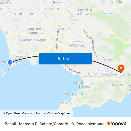 Bacoli - Mercato Di Sabato/Caranfe to Roccapiemonte map