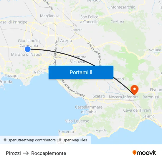 Pirozzi to Roccapiemonte map
