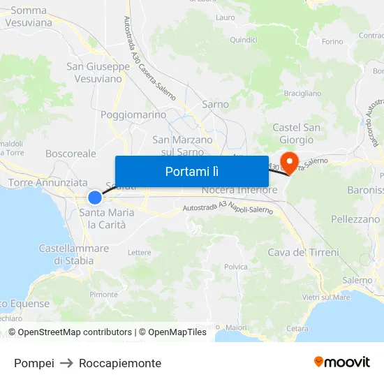 Pompei to Roccapiemonte map