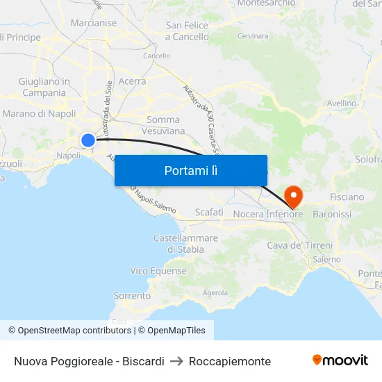 Nuova Poggioreale - Biscardi to Roccapiemonte map