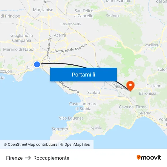 Firenze to Roccapiemonte map