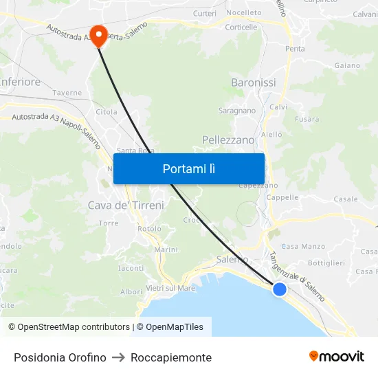 Posidonia Orofino to Roccapiemonte map