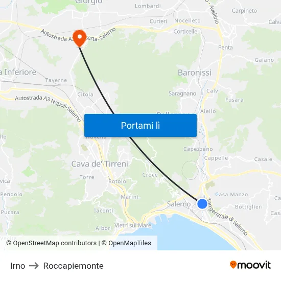 Irno to Roccapiemonte map