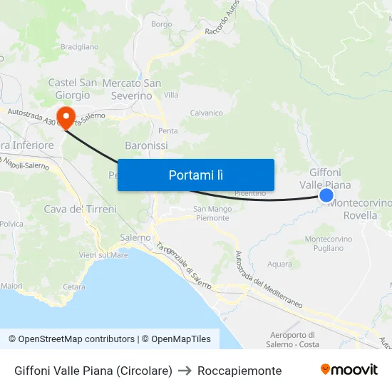 Giffoni Valle Piana (Circolare) to Roccapiemonte map