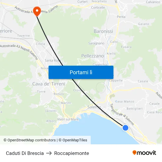 Caduti Di Brescia to Roccapiemonte map