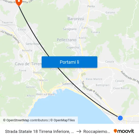 Strada Statale 18 Tirrena Inferiore, 101 to Roccapiemonte map