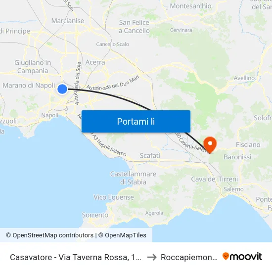 Casavatore - Via Taverna Rossa, 153 to Roccapiemonte map