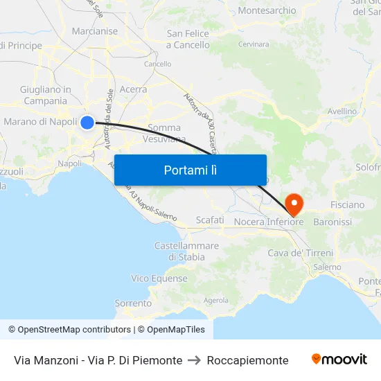 Via Manzoni - Via P. Di Piemonte to Roccapiemonte map