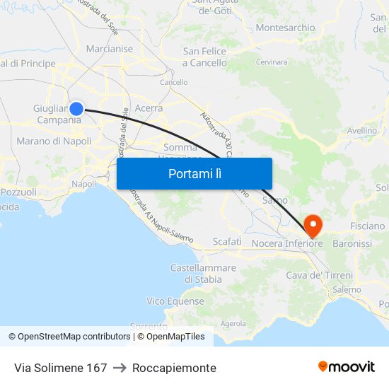 Via Solimene - Rif. Capolinea Ctp to Roccapiemonte map