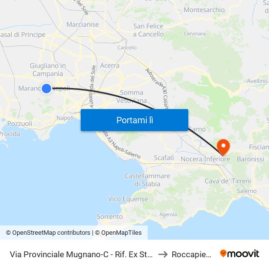 Via Provinciale Mugnano-C - Rif. Ex Stazione Alifana to Roccapiemonte map