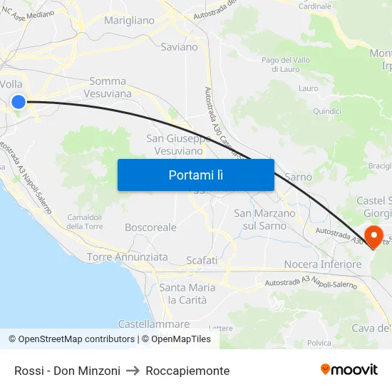 Rossi - Don Minzoni to Roccapiemonte map
