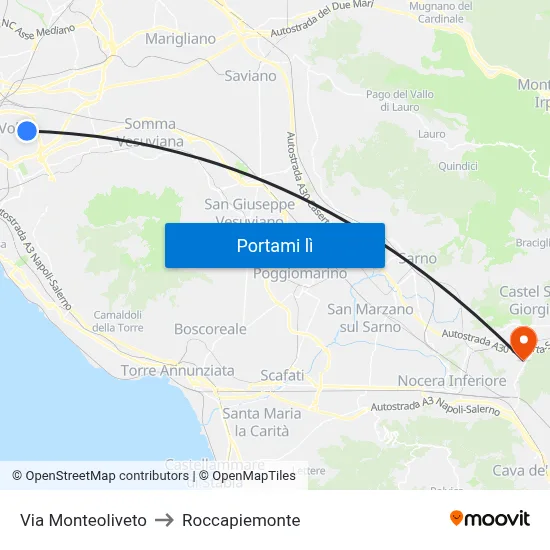 Via Monteoliveto to Roccapiemonte map