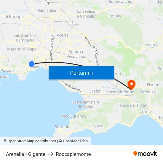 Arenella - Gigante to Roccapiemonte map