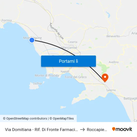Via Domitiana - Rif. Di Fronte Farmacia Comunale to Roccapiemonte map