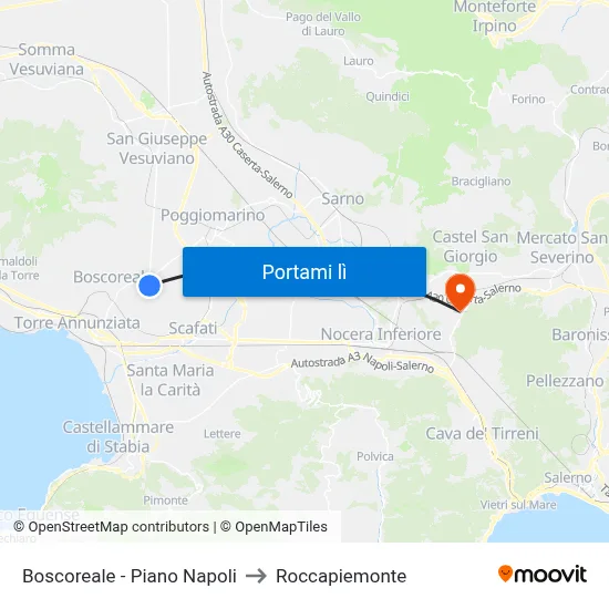 Boscoreale - Piano Napoli to Roccapiemonte map