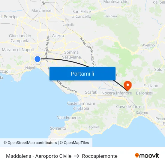 Maddalena - Aeroporto Civile to Roccapiemonte map