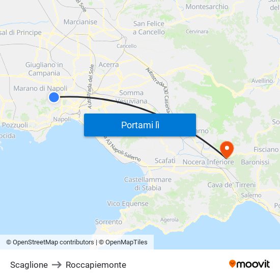 Scaglione to Roccapiemonte map