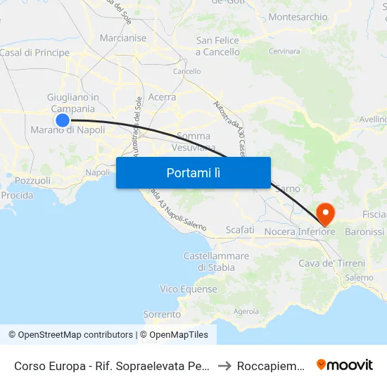 Corso Europa - Rif. Sopraelevata Pedonale to Roccapiemonte map