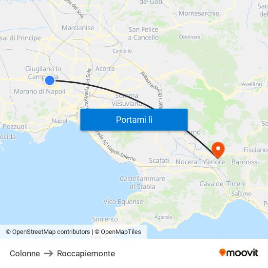 Colonne to Roccapiemonte map