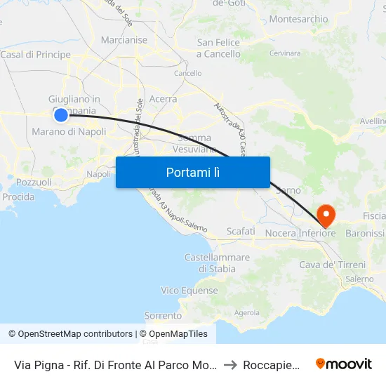Via Pigna - Rif. Di Fronte Al Parco Mondo Nuovo to Roccapiemonte map