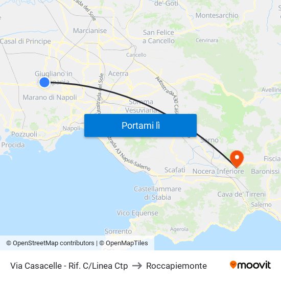 Via Casacelle - Rif. C/Linea Ctp to Roccapiemonte map