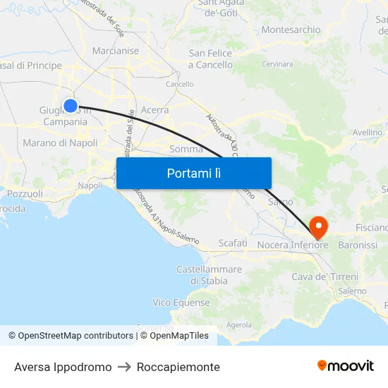 Aversa Ippodromo to Roccapiemonte map