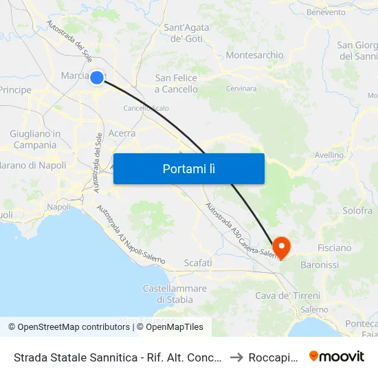 Strada Statale Sannitica - Rif. Alt. Concessionaria Mitsubisci to Roccapiemonte map