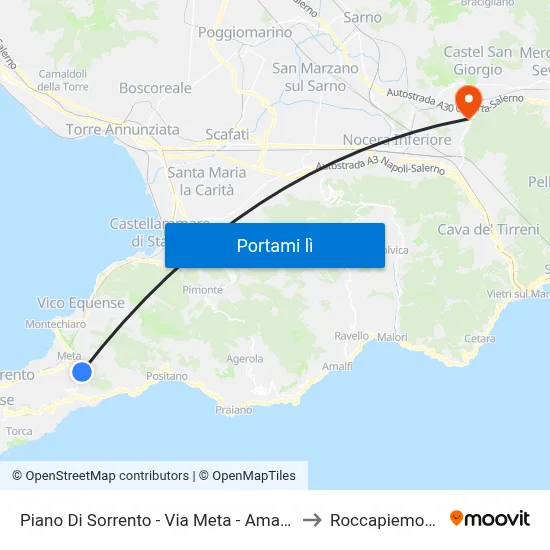 Piano Di Sorrento - Via Meta - Amalfi, 4 to Roccapiemonte map