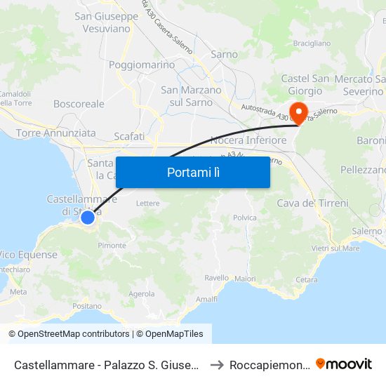 Castellammare - Palazzo S. Giuseppe to Roccapiemonte map