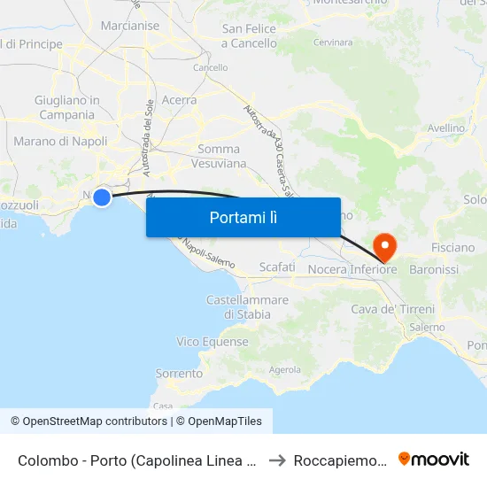 Colombo - Porto (Capolinea Linea 1 - 4) to Roccapiemonte map