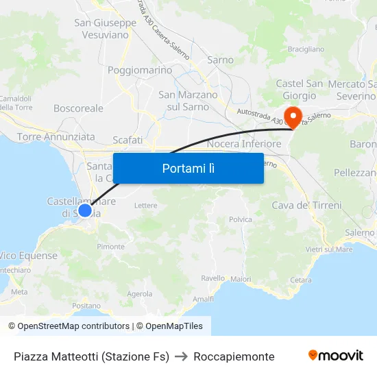Piazza Matteotti (Stazione Fs) to Roccapiemonte map