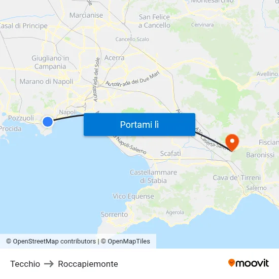 Tecchio to Roccapiemonte map