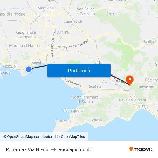 Petrarca - Via Nevio to Roccapiemonte map