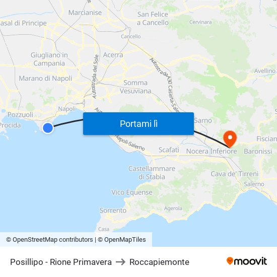 Posillipo - Rione Primavera to Roccapiemonte map
