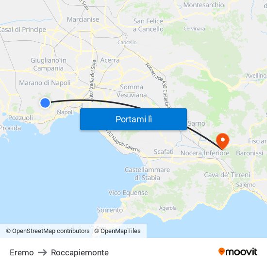 Eremo to Roccapiemonte map