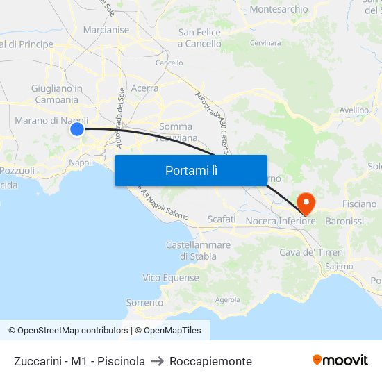 Zuccarini - M1 - Piscinola to Roccapiemonte map