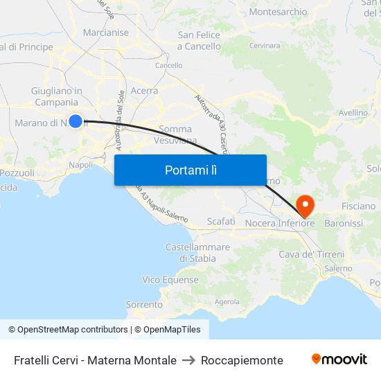 Fratelli Cervi - Materna Montale to Roccapiemonte map