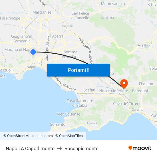 Napoli A Capodimonte to Roccapiemonte map