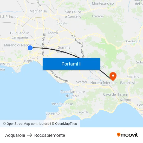 Acquarola to Roccapiemonte map