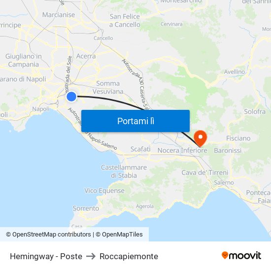 Hemingway - Poste to Roccapiemonte map