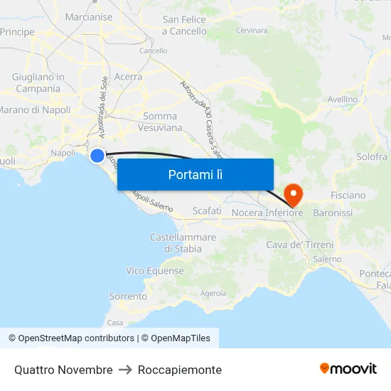 Quattro Novembre to Roccapiemonte map