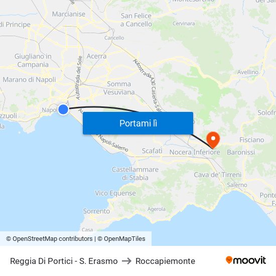Reggia Di Portici - S. Erasmo to Roccapiemonte map