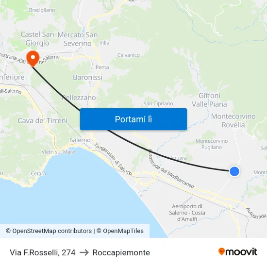 Via F.Rosselli, 274 to Roccapiemonte map