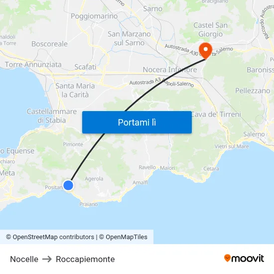 Nocelle to Roccapiemonte map