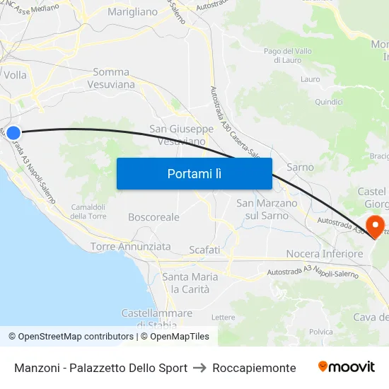 Manzoni - Palazzetto Dello Sport to Roccapiemonte map