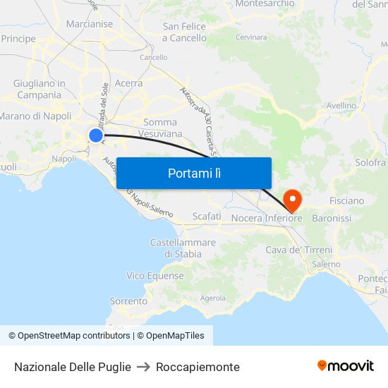 Nazionale Delle Puglie to Roccapiemonte map