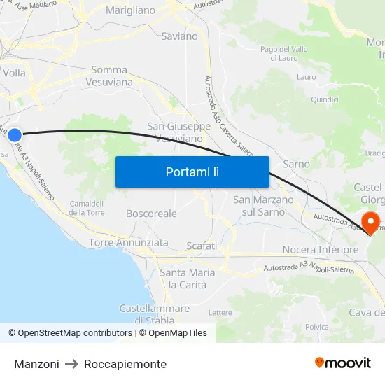 Manzoni to Roccapiemonte map