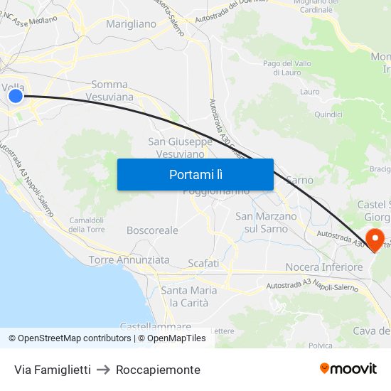 Via Famiglietti to Roccapiemonte map