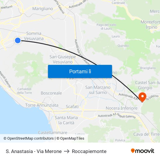 S. Anastasia - Via Merone to Roccapiemonte map